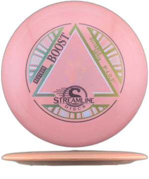 Streamline Discs Boost Neutron. Pink Swirls with Yellow and Green Stamp, 174g