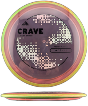 Axiom Discs Crave Proton. Pink with Orange and Chartreuse Swirly Rim, 174g