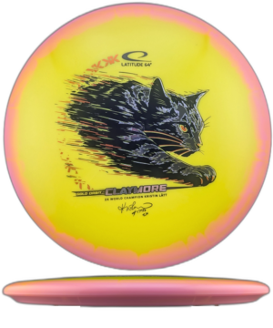 Latitude 64 Claymore Gold Orbit. Yellow with Pink Orbit and Silver, Orange and Black Stamp, 177g (26205)