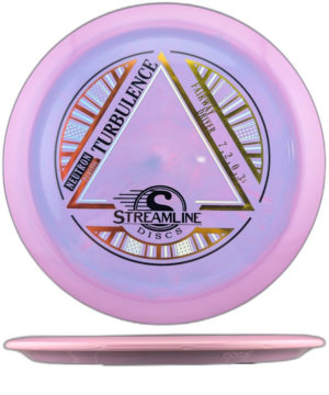Streamline Discs Turbulence Neutron. Violet with Pink Rings and Orange, Yellow and Black Stamp, 174g