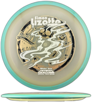 Axiom Discs Aspect Eclipse 2026 Team Series (Simon Lizotte). Glow with Turquoise and Orange Swirly Rim and Gold, Black and White Stamp, 175g