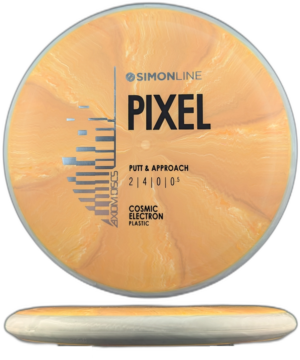Axiom Discs Pixel Cosmic Electron. Orange Burst with Grey and White Swirly Rim, 173g