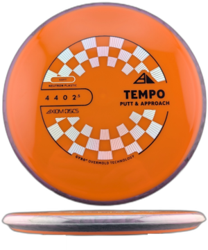 Axiom Discs Tempo Neutron (Soft). Orange with Purple and Black Swirly Rim, 173g