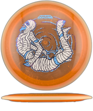 MVP Trail Particle Proton 2026 Team Series (James Conrad). Orange with White, Light Blue and Purple Stamp and Eclipse Rim, 168g