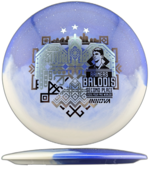 Innova Teebird Duo 2026 Worlds Commemorative(Rainers Balodis). Blue Duo with Turquoise and Black Stamp, 173-5g
